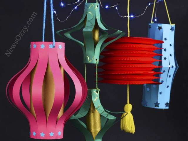 house Diwali decoration ideas with paper lanterns