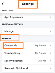 choose contact me under Who can tab in settings page