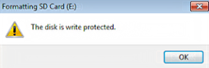 the disk is write protected alert window