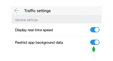 turn on restrict app background data option