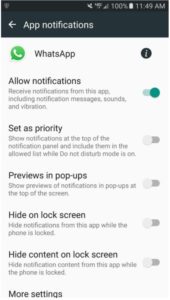 turn off the allow notification under whatsapp
