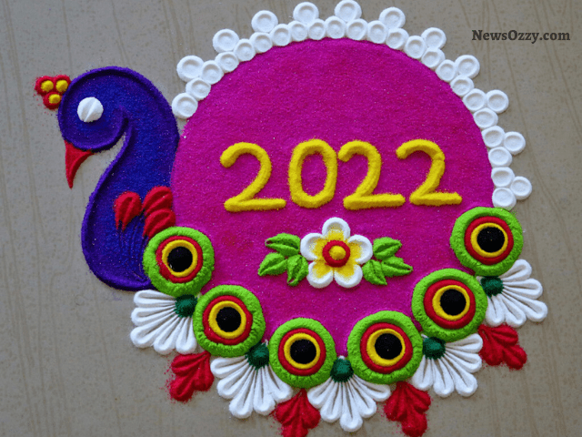 beautiful peacock rangoli designs for new year