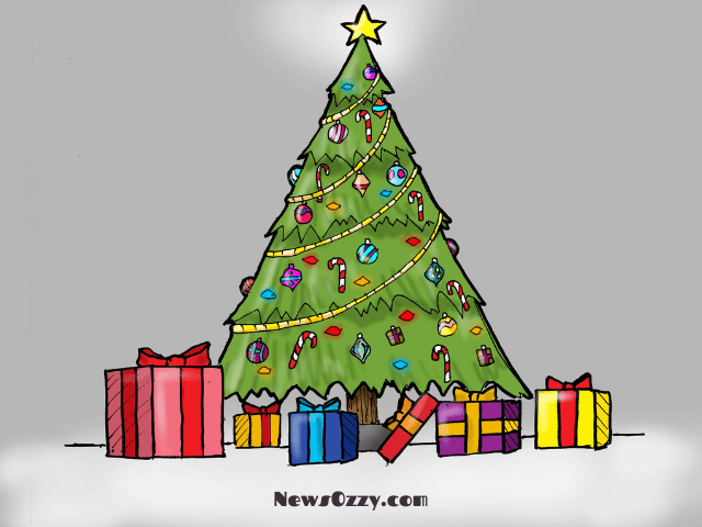 how to make christmas tree with gifts drawing