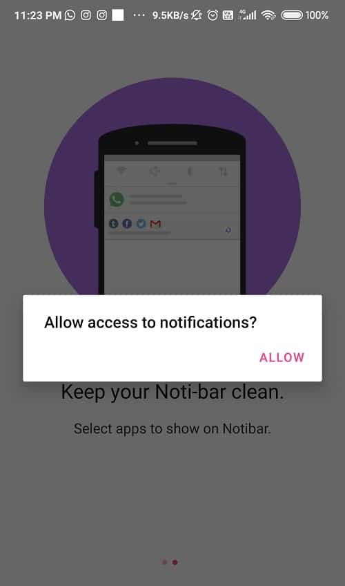 Allow access to notification to read deleted Whatsapp messages