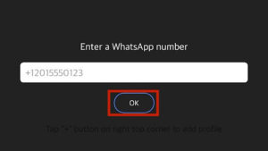 enter whatsapp number and click on OK