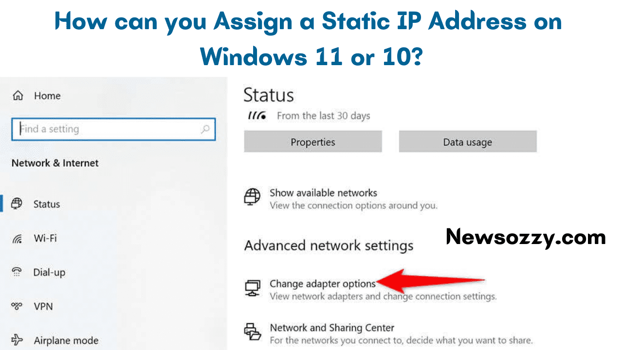 Assign a Static IP Address in Windows 11 10