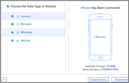 Recover Messages using iTransor iOS Data Backup