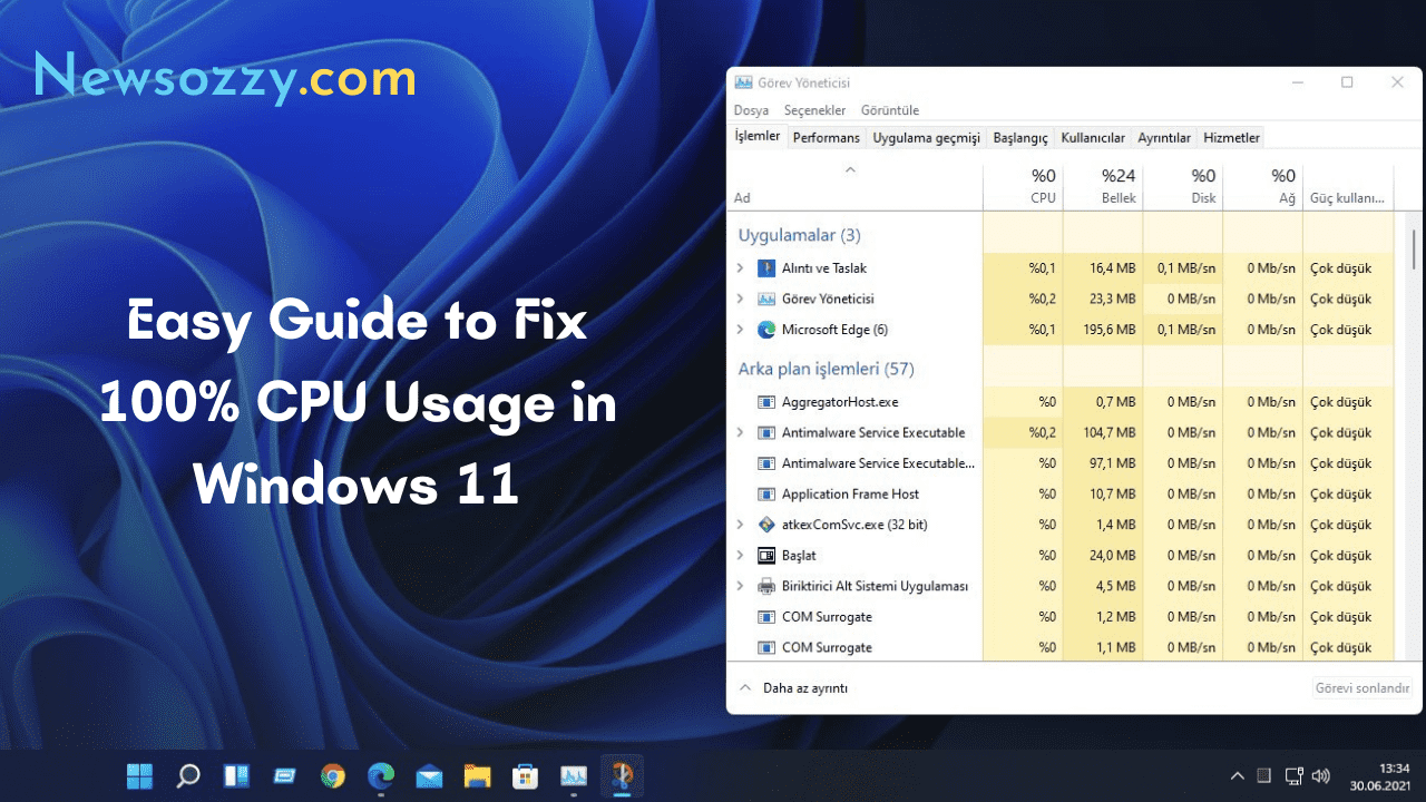 Solve 100 or High CPU Usage in Windows 11