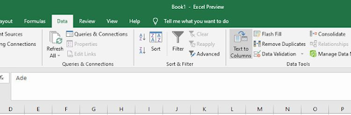 go for the text to columns tab