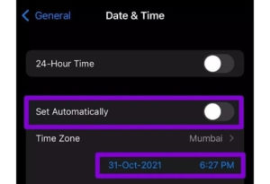 set time zone in iphone settings