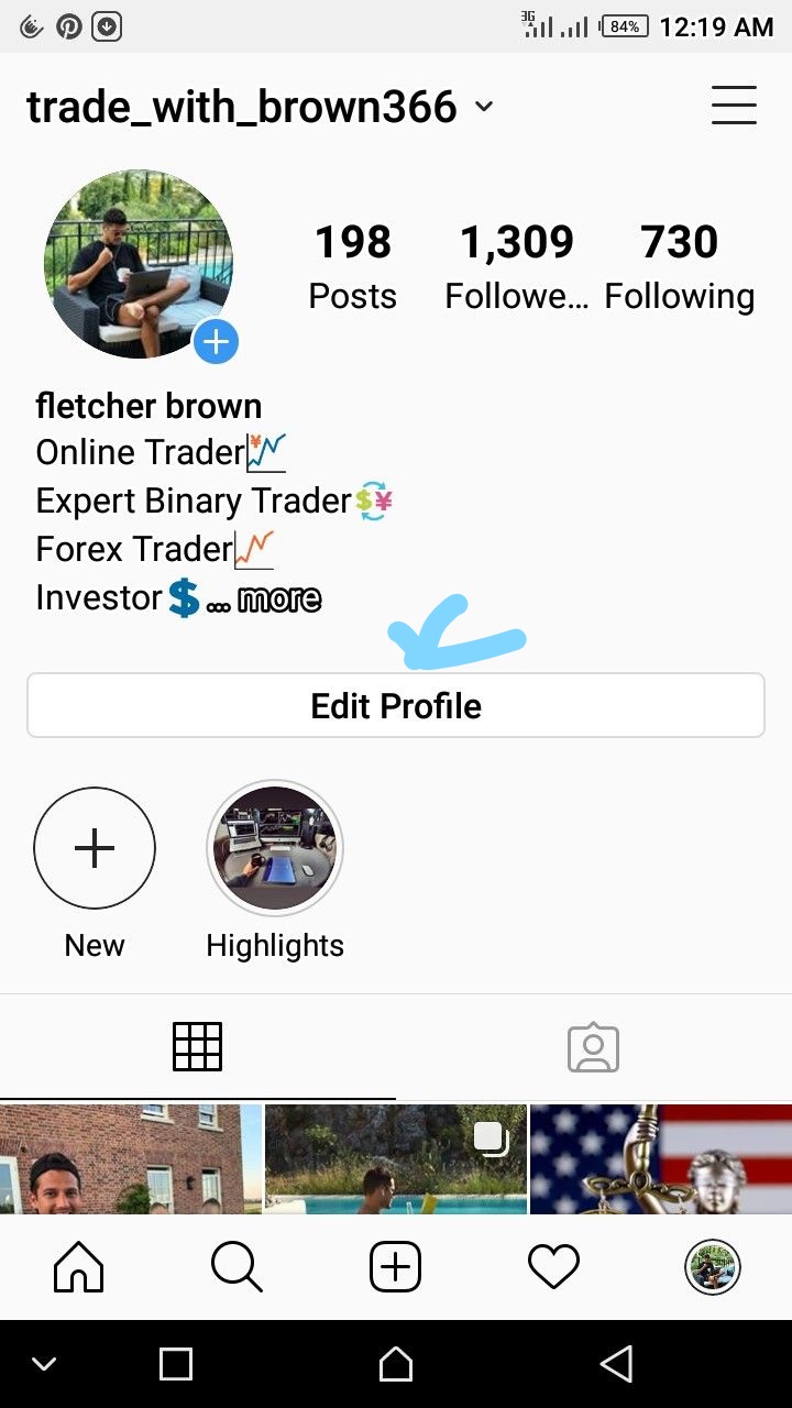 Edit Profile Option on Instagram Home Page