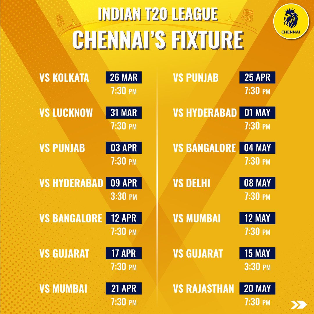 IPL 2022 Chennai Schedule