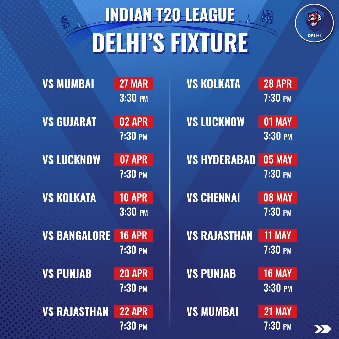 IPL 2022 Delhi Schedule