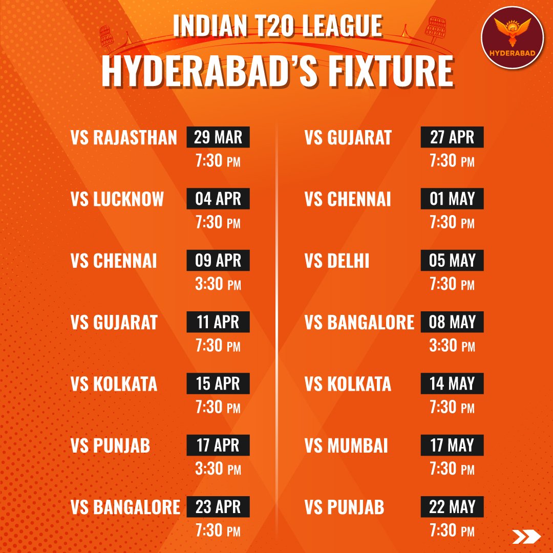 IPL 2022 Hyderabad Schedule