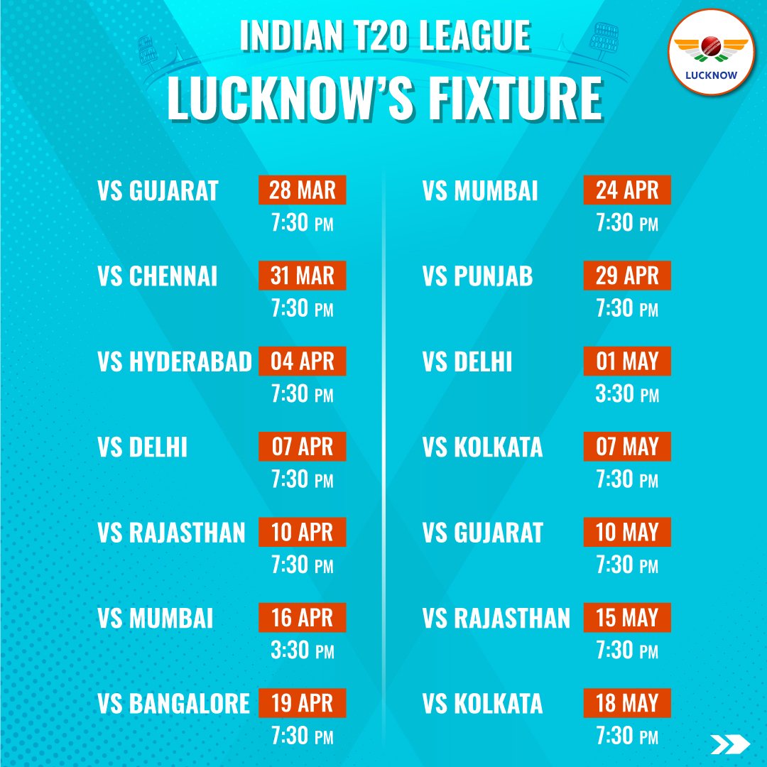IPL 2022 Lucknow Schedule