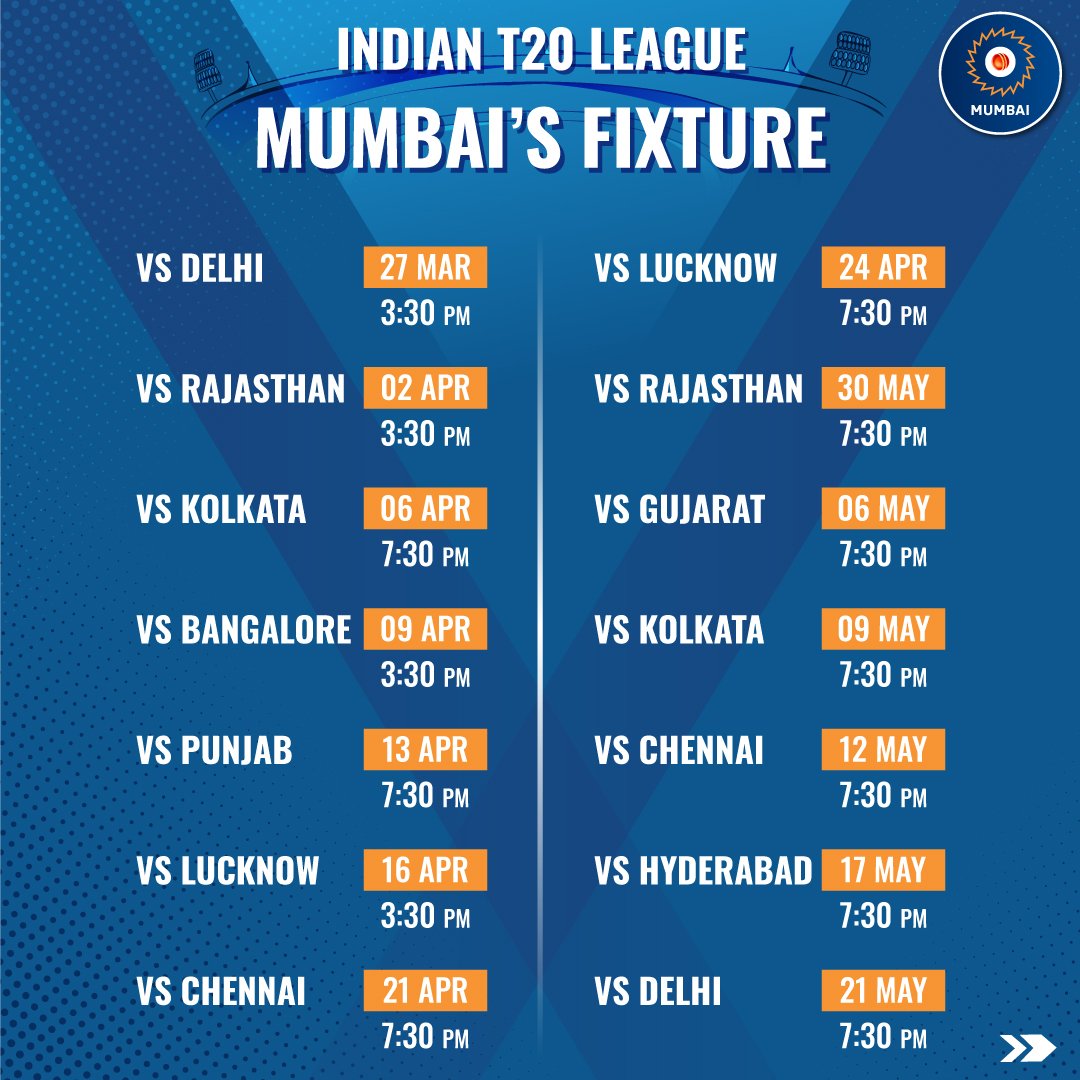 IPL 2022 Mumbai Schedule