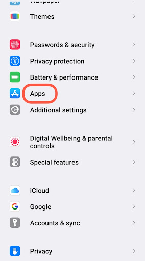 click on apps option