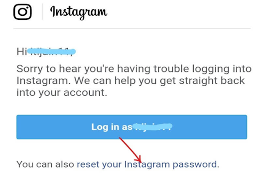 click on reset your instagram password