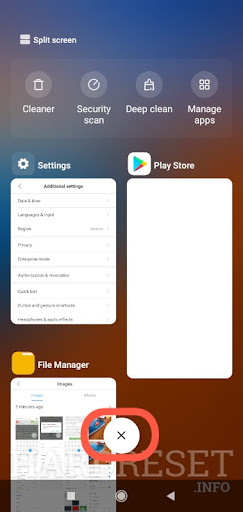 removing recently used apps and clear space