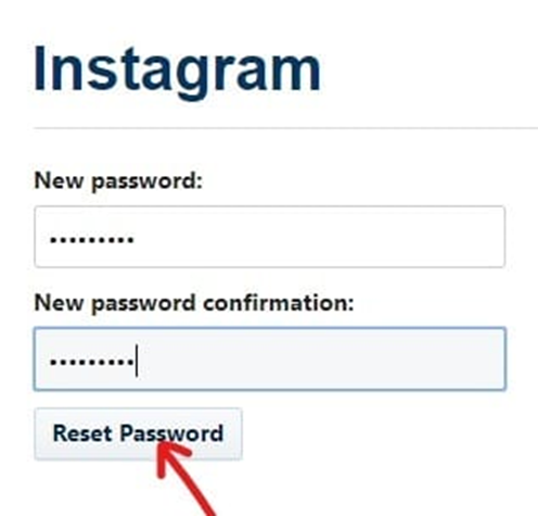 select reset password button