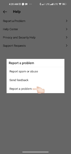 tap report a problem