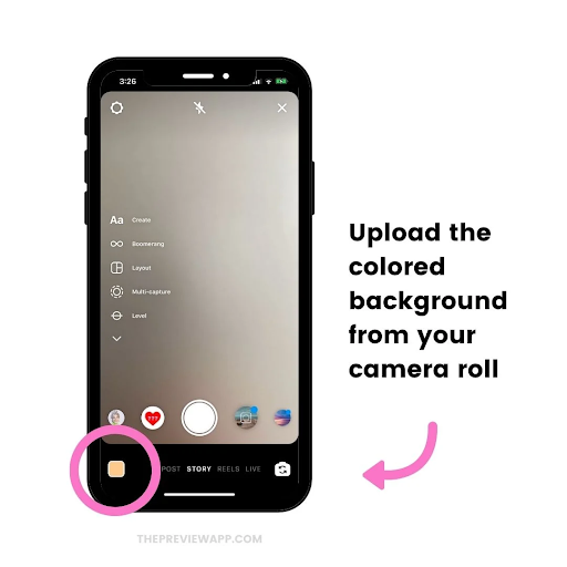 upload color background from camera roll
