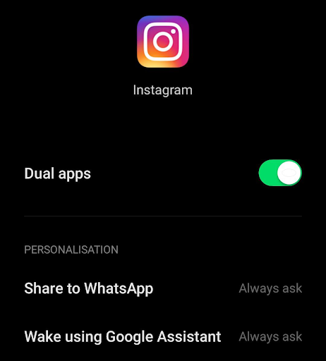 Enable dual apps button