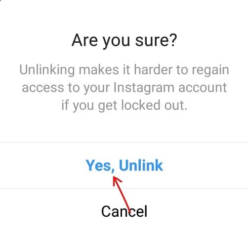 again click yes unlink option
