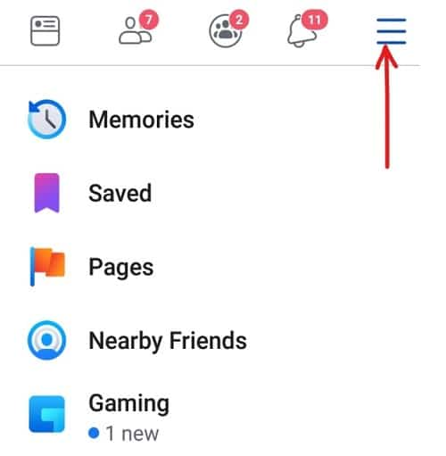 click on three lines option in facebook