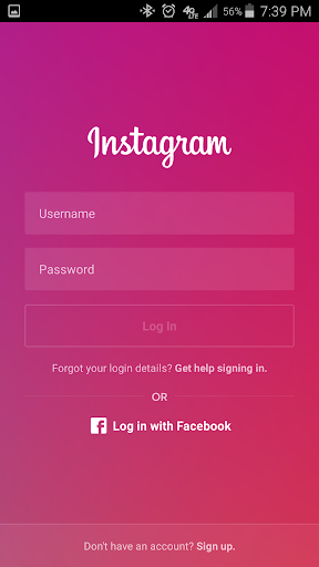 enter your instagram login details