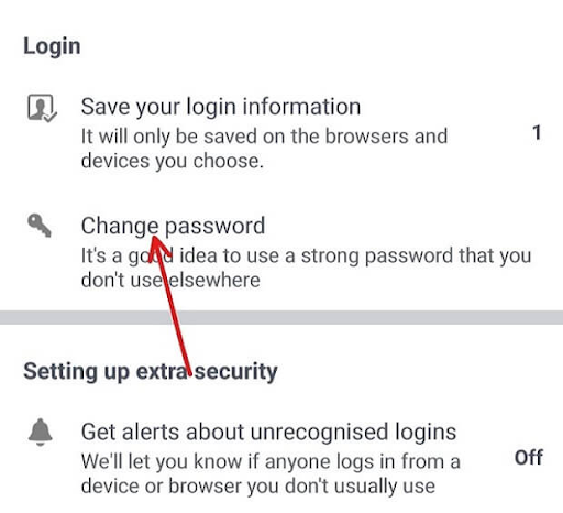 hit the change password option