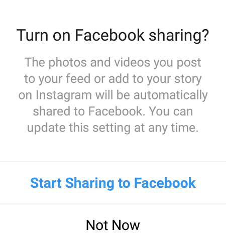 start sharing to facebook from now