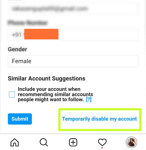 temporarily disable my account