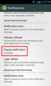 Android wapp pop-up Notification