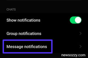click on message notifications under chat