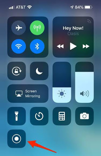 click on screen record icon on control panel of iphone