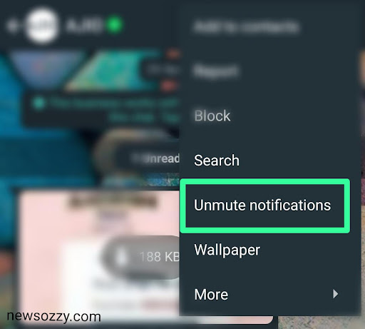 click on unmute notifications