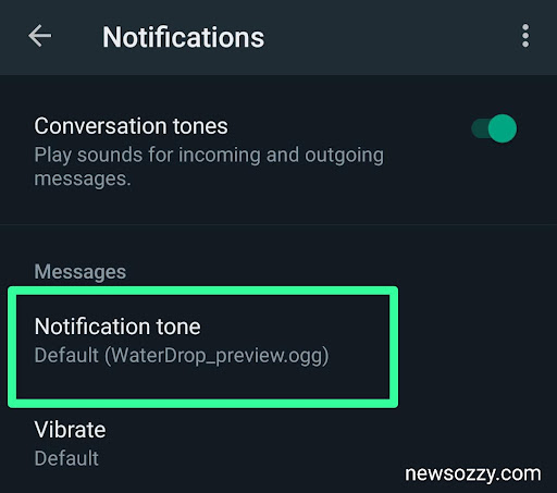 click the notification tone
