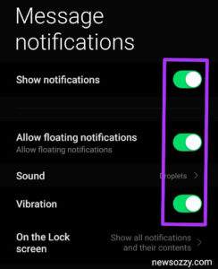 enable all message notification options