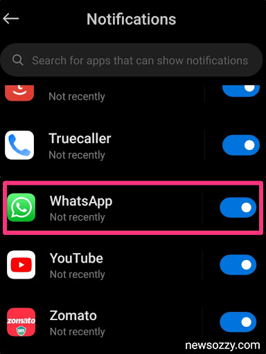 enable the button next to whatsapp