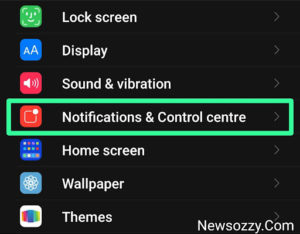go to notification & control centre