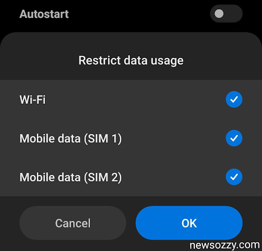 go to restrict data usage page