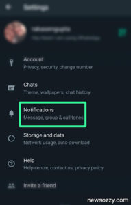 select the notifications in whatsapp