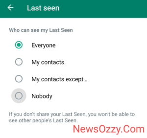 Last seen privacy settings Android