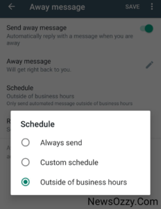 WhatsApp Business away message