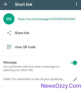 WhatsApp Business share link.