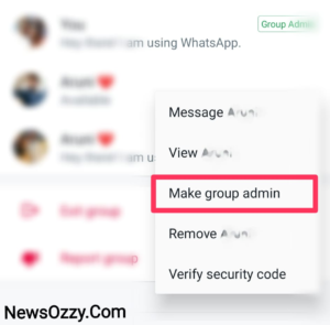 WhatsApp Make group admin