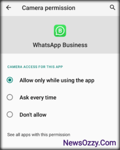 WhatsApp business camera permissions