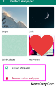 WhatsApp remove custom wallpaper