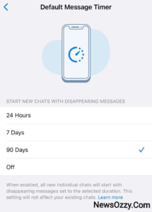 Whatsapp disappearing msgs timer iPhone